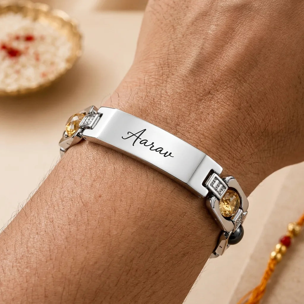 Edge Stone Rakhi - Silver
