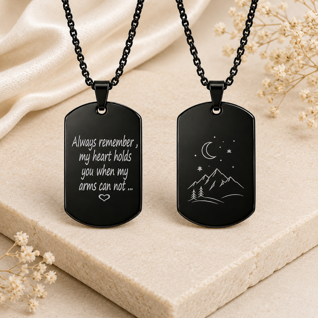 Personalized Black Dog Tag Pendant Necklace