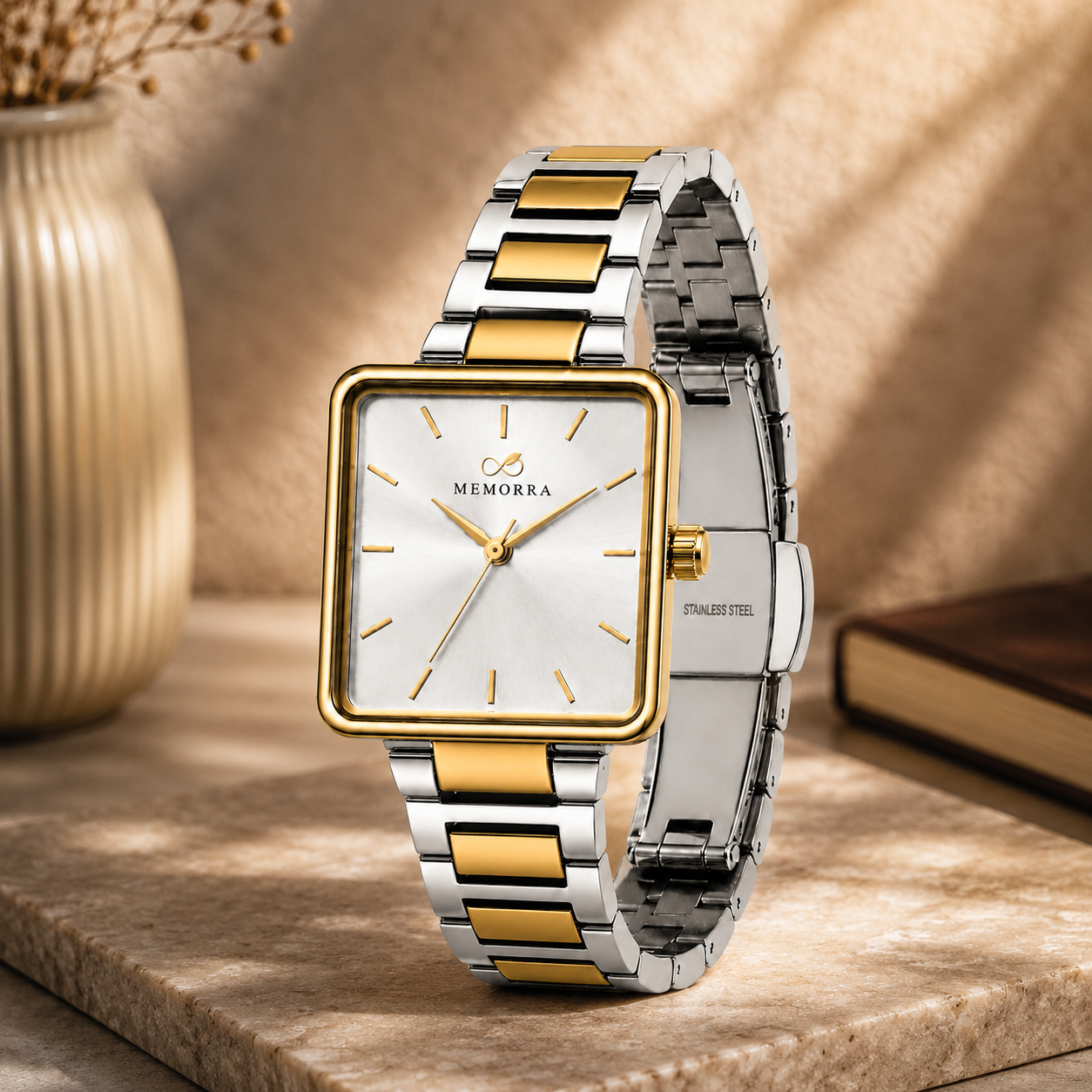 Premium Two-Tone Square Analog Men's Watch