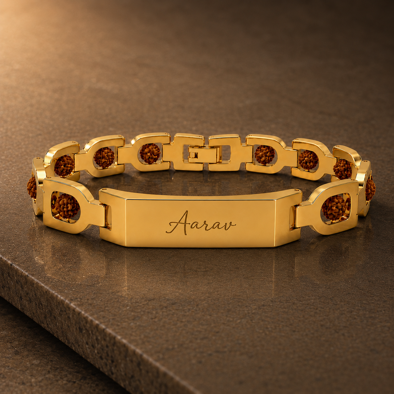 Personalized Rudraksha Gold Bracelet for Men