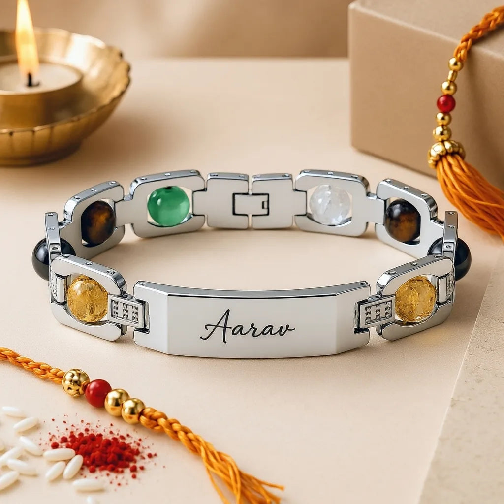 Edge Stone Rakhi - Silver
