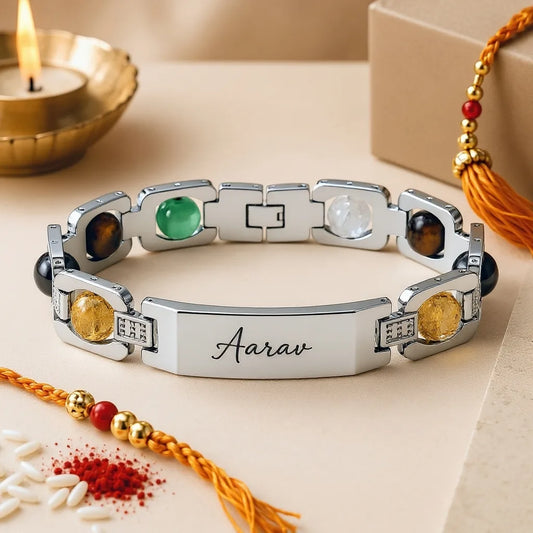 Edge Stone Rakhi - Silver