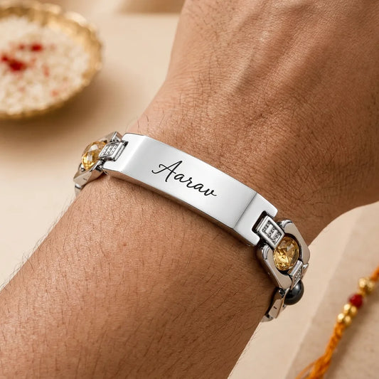 Edge Stone Rakhi - Silver