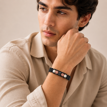Black Zodiac Stone Bracelet for Men