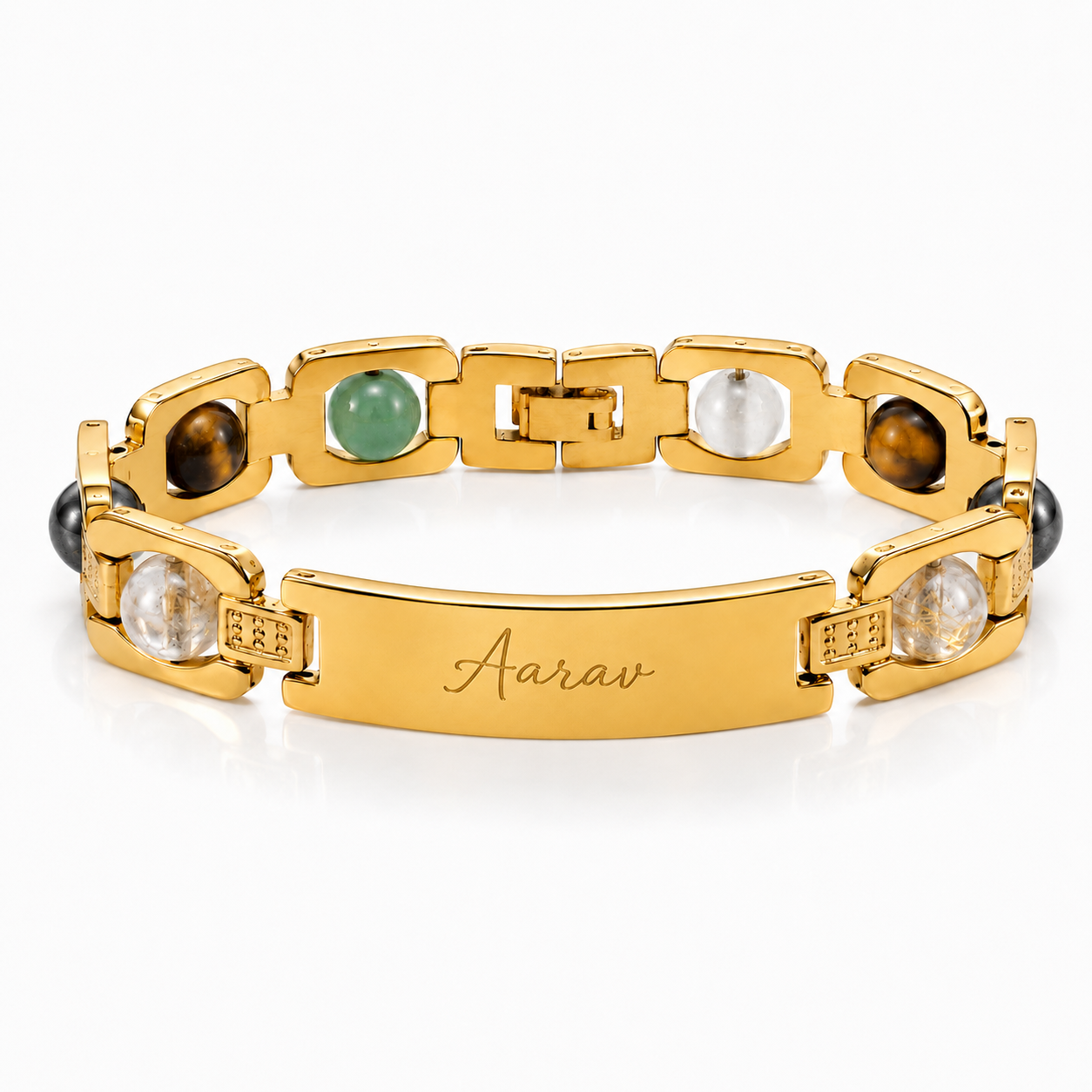 Personalized Gold Stone Bracelet for Men