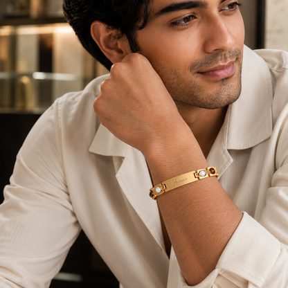 Personalized Gold Stone Bracelet for Men