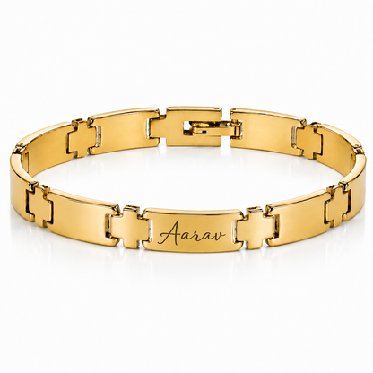 Personalized Gold Stainless Steel Name Bracelet