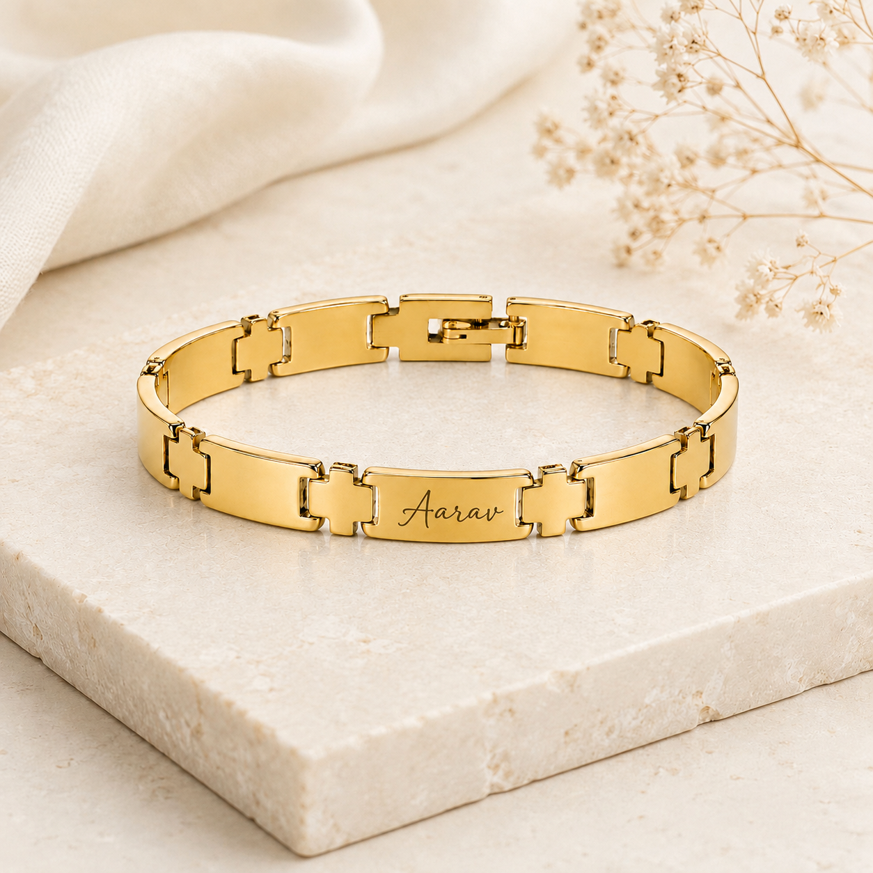 Personalized Gold Stainless Steel Name Bracelet