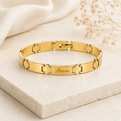 Personalized Gold Stainless Steel Name Bracelet