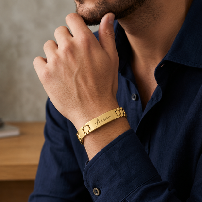 Personalized Gold Stainless Steel Name Bracelet