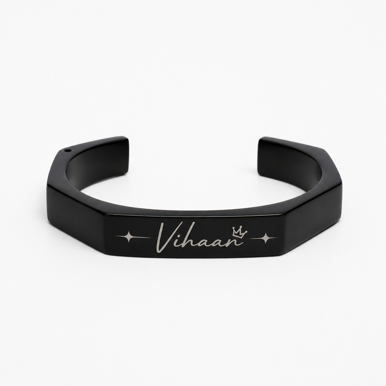 Personalized Black Stainless Steel Cuff Bracelet