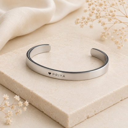Personalized Silver Stainless Steel Cuff Bracelet