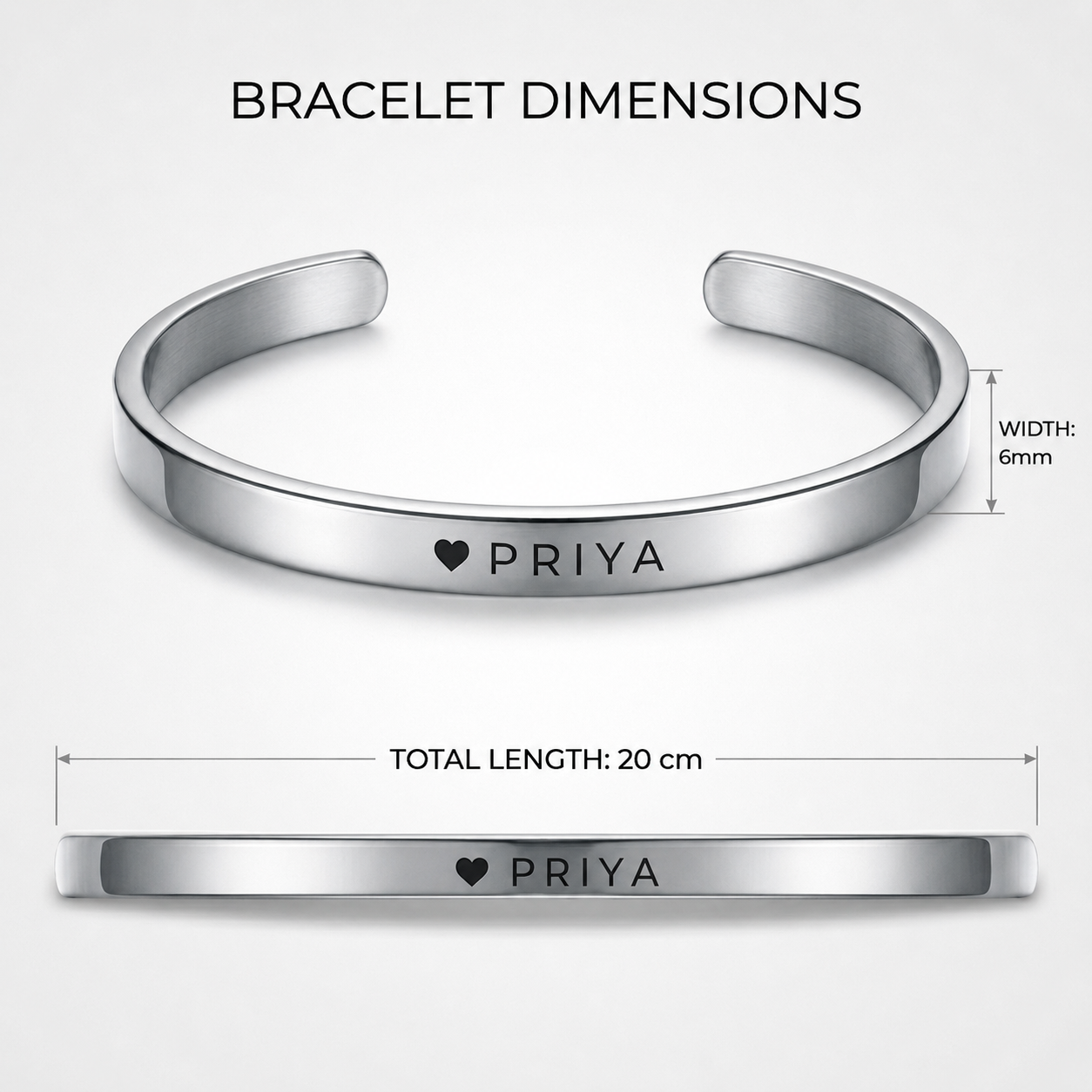 Personalized Silver Stainless Steel Cuff Bracelet