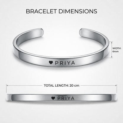 Personalized Silver Stainless Steel Cuff Bracelet