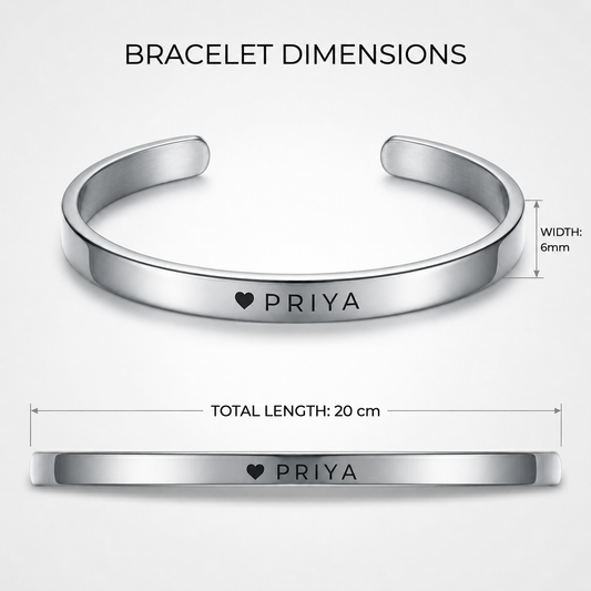Personalized Silver Stainless Steel Cuff Bracelet