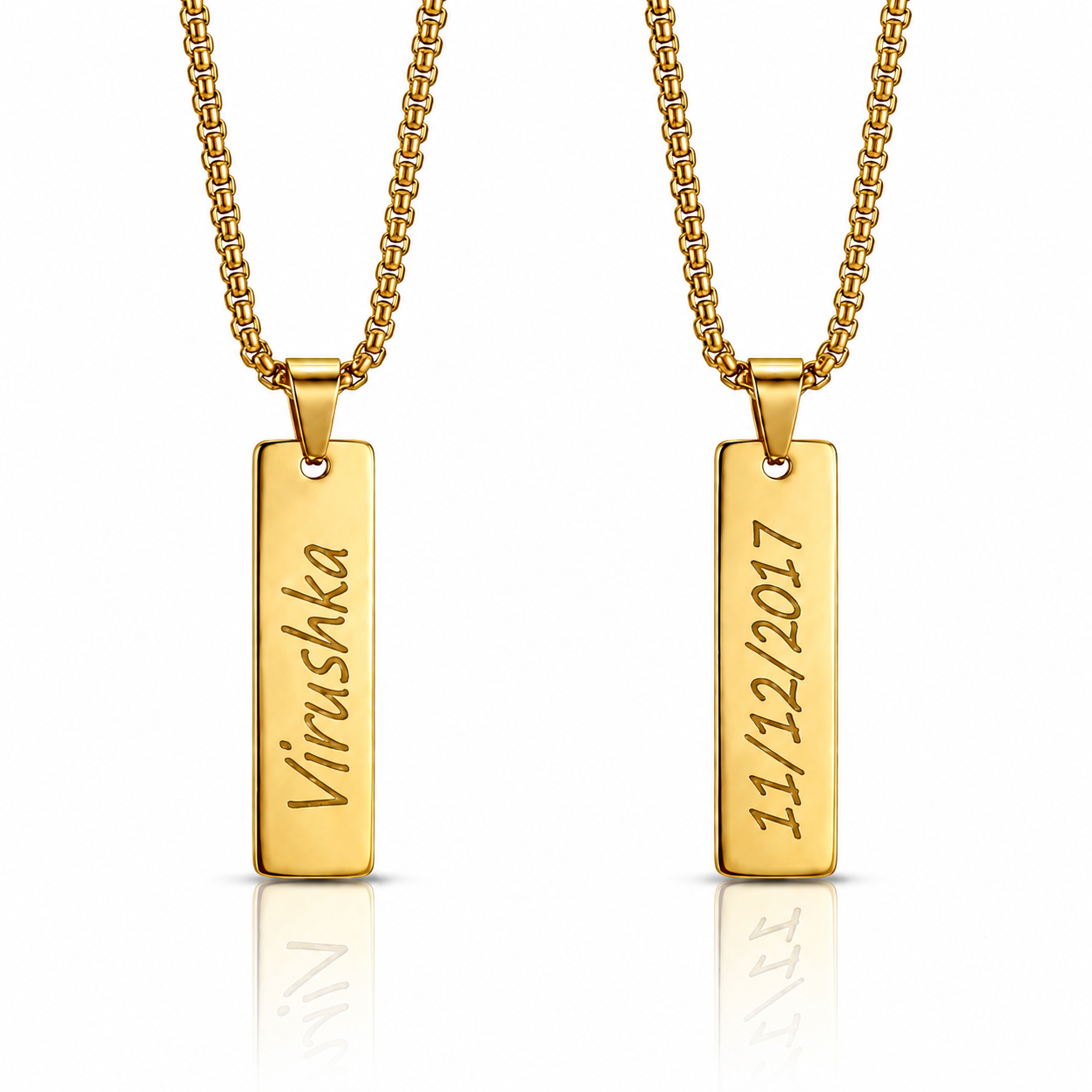 Personalized Gold Bar Pendant Name Necklace