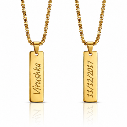 Personalized Gold Bar Pendant Name Necklace