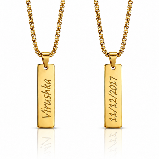 Personalized Gold Bar Pendant Name Necklace
