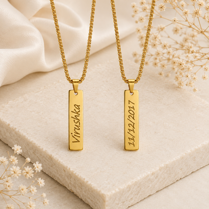 Personalized Gold Bar Pendant Name Necklace