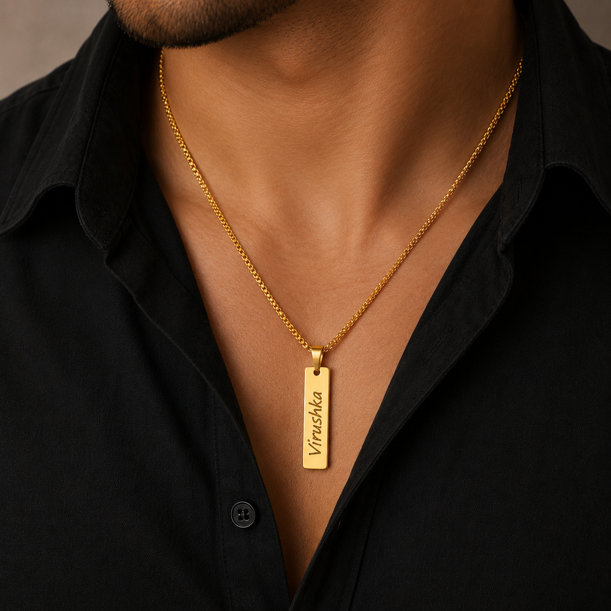 Personalized Gold Bar Pendant Name Necklace