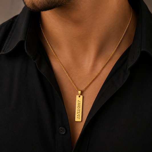 Personalized Gold Bar Pendant Name Necklace