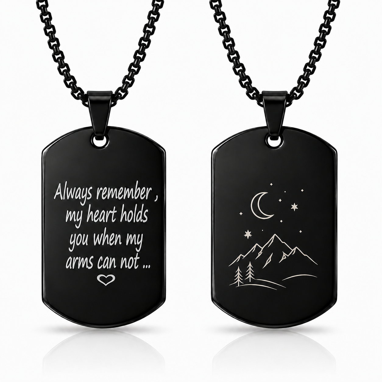Personalized Black Dog Tag Pendant Necklace