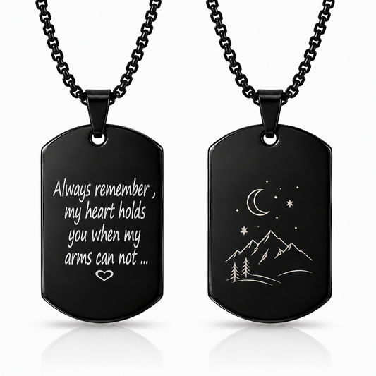 Personalized Black Dog Tag Pendant Necklace
