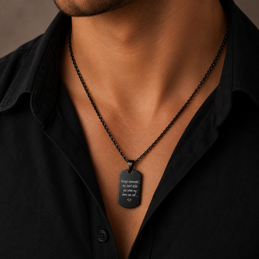 Personalized Black Dog Tag Pendant Necklace
