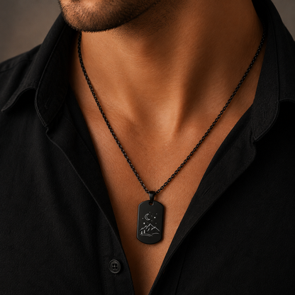 Personalized Black Dog Tag Pendant Necklace