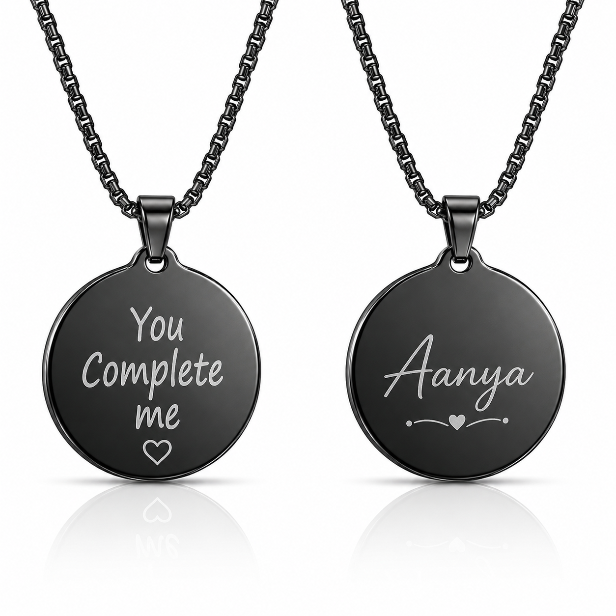 Personalized Black Round Pendant Name Necklace