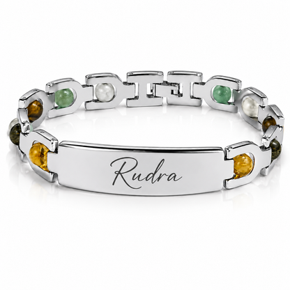Personalized Gemstone Stainless Steel Name Bracelet