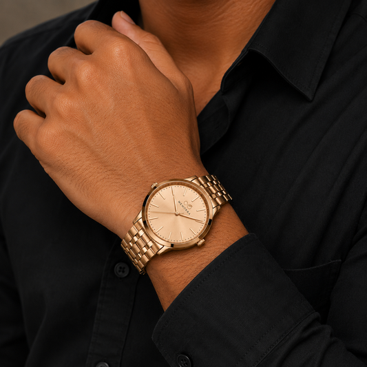Luxury Gold Stainless Steel Analog Wrist Watch