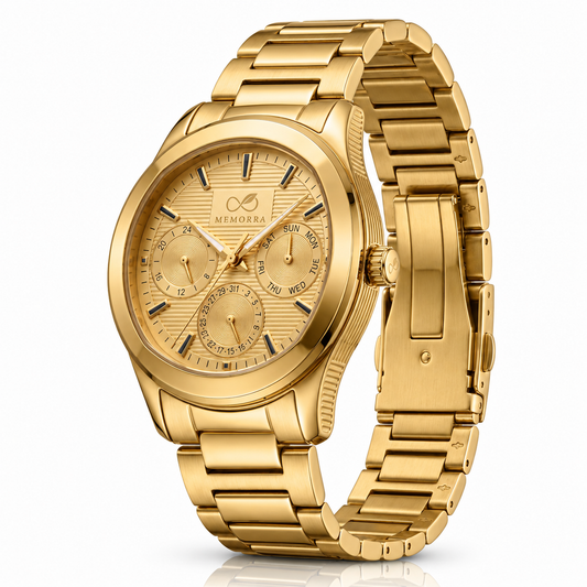 Luxury Gold Multifunction Stainless Steel Watch