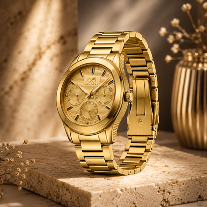Luxury Gold Multifunction Stainless Steel Watch