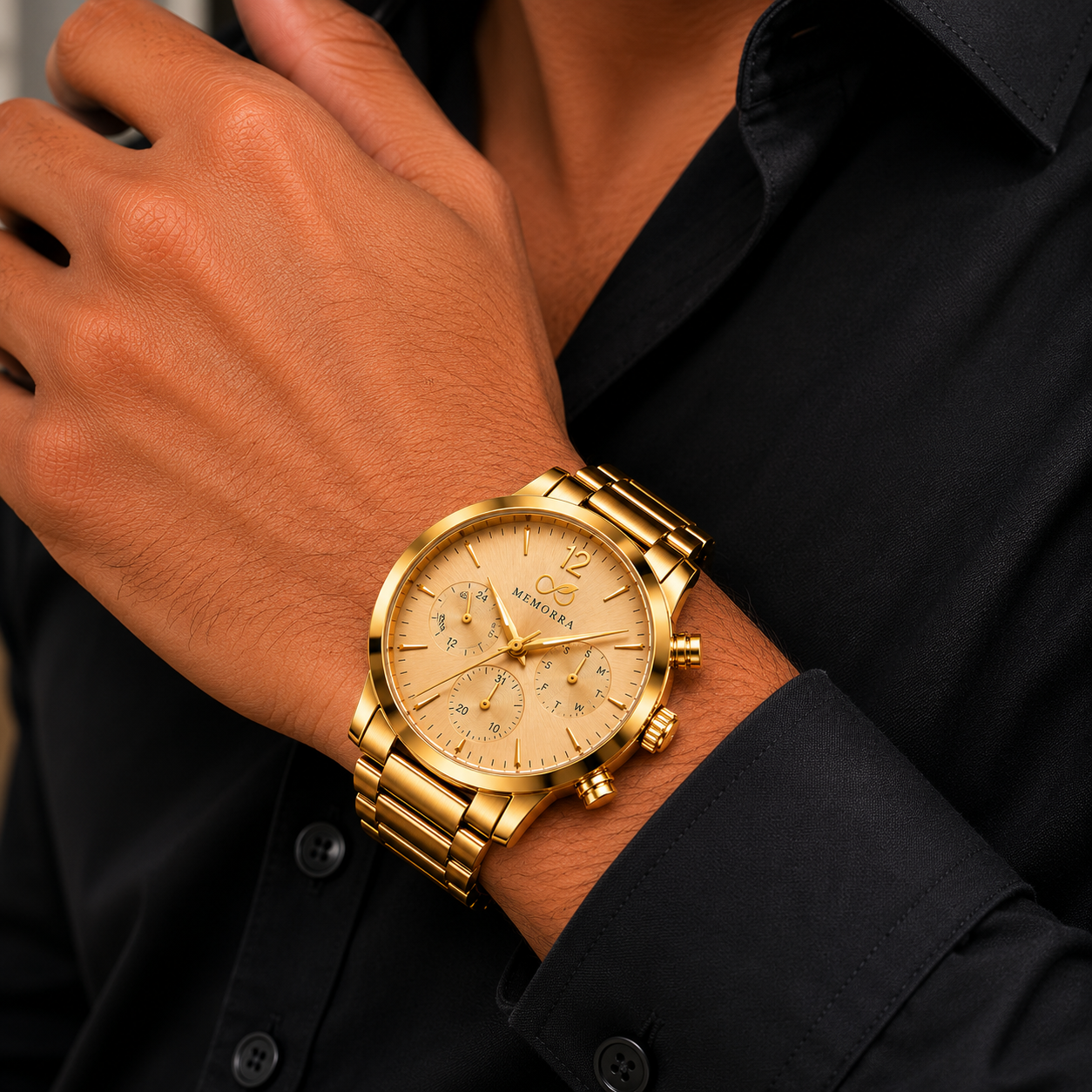 Premium Gold Multifunction Analog Men's Watch