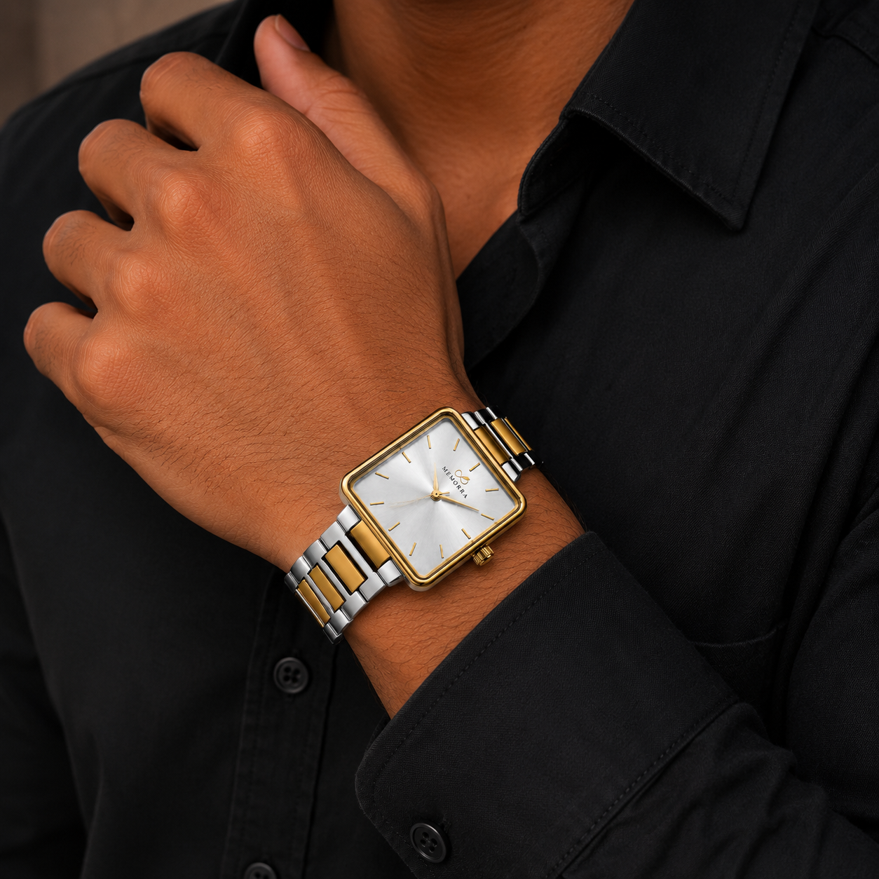 Premium Two-Tone Square Analog Men's Watch