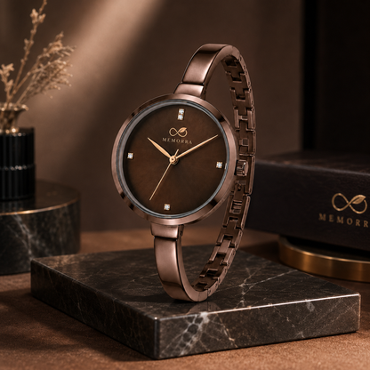 Elegant Brown Stainless Steel Women's Watch