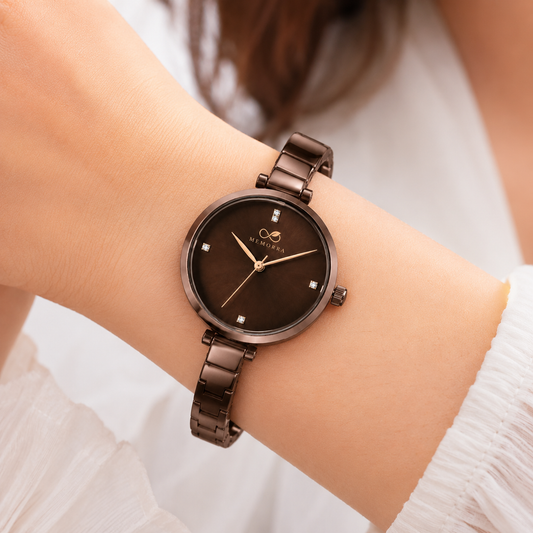 Elegant Brown Stainless Steel Women's Watch