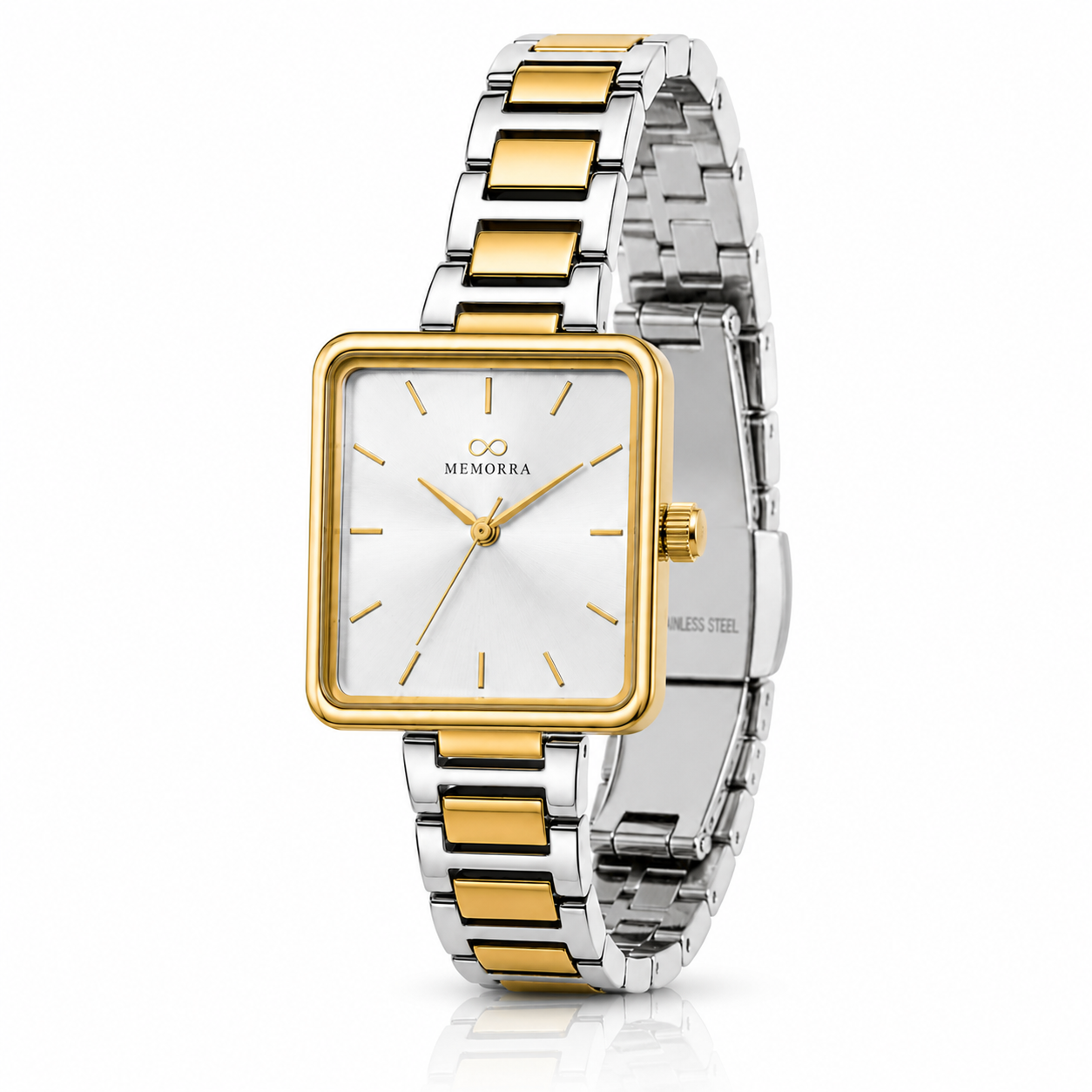 Elegant Two-Tone Square Women's Analog Watch