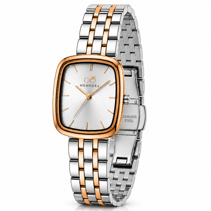 Elegant Two-Tone Rectangular Women's Watch