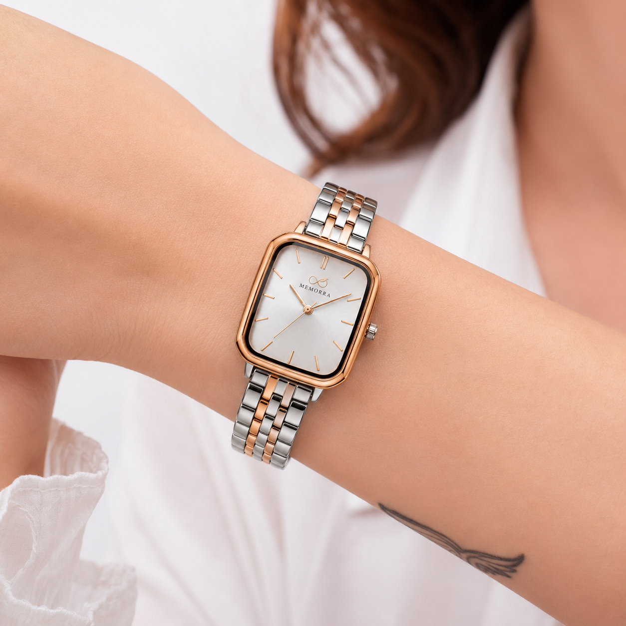 Elegant Two-Tone Rectangular Women's Watch