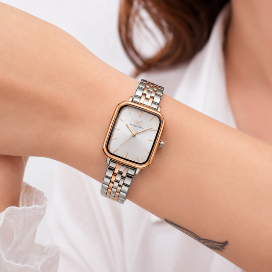 Elegant Two-Tone Rectangular Women's Watch