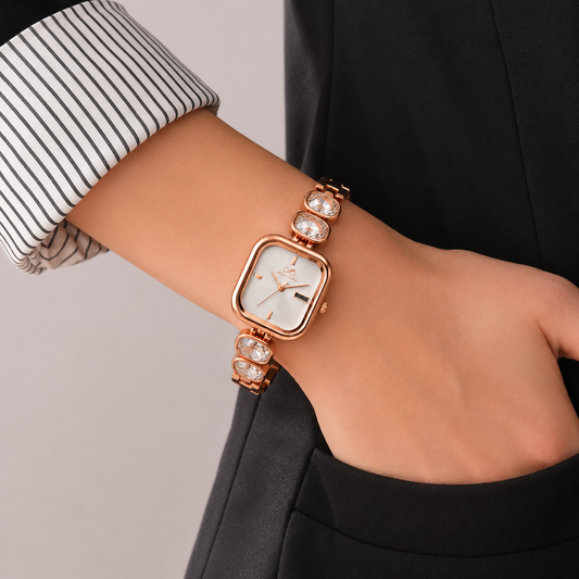 Luxury Rose Gold Crystal Women's Watch