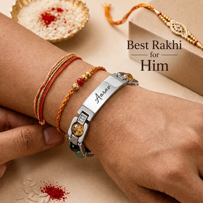 Edge Stone Rakhi - Silver