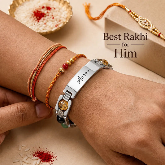 Edge Stone Rakhi - Silver