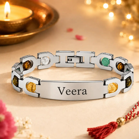 Arc Stone Rakhi - Silver