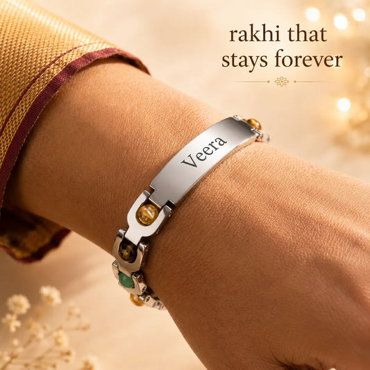 Arc Stone Rakhi - Silver