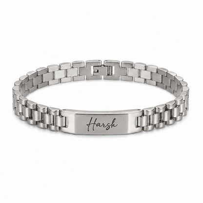 Personalized Stainless Steel Engraved Name Bracelet