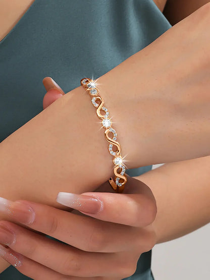 Exquisite Golden Bracelet with CZ Stones