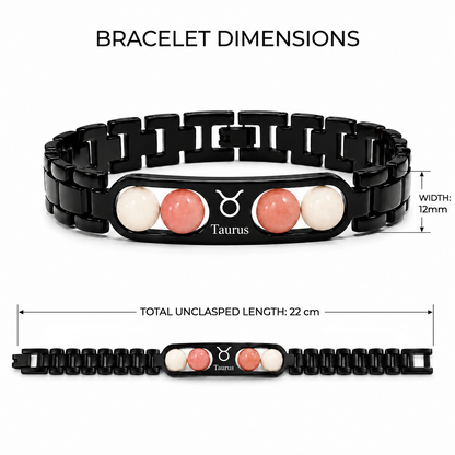 Black Zodiac Stone Bracelet for Men